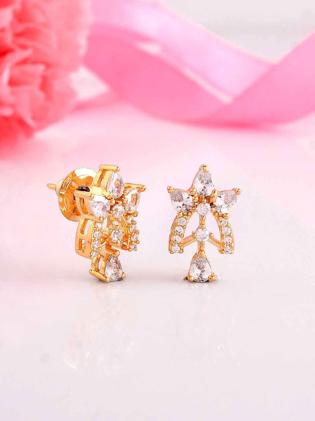 

Voylla Gold-Plated Sparkling Elegance Radiant Timeless American Diamond Studs