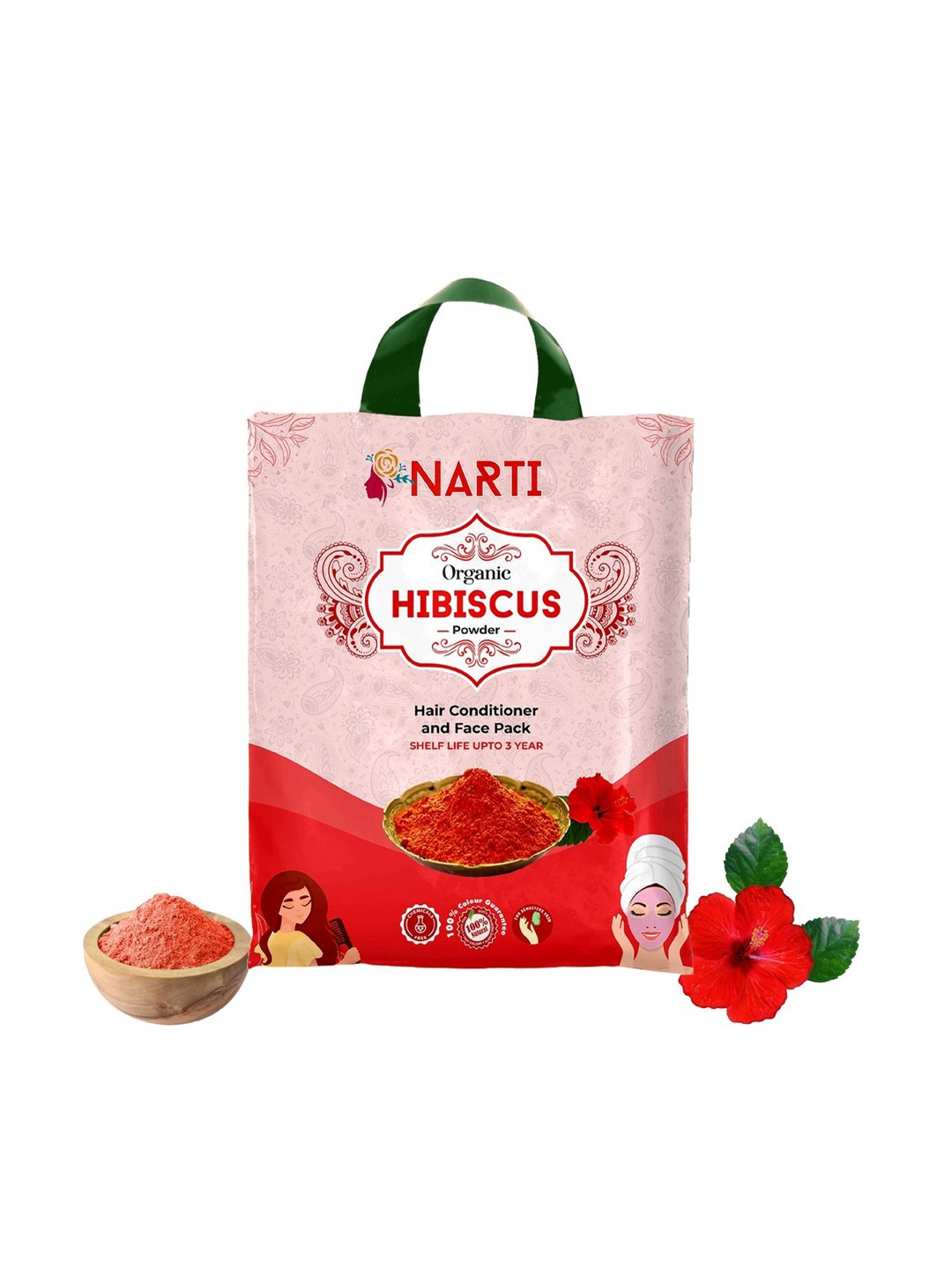 

NARTI Organic Hibiscus Powder For Hair & Face-300g, Red