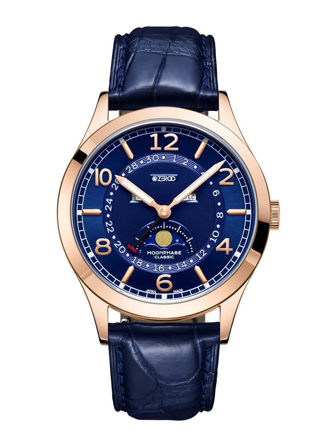 

ZEROO Unisex Dial & Leather Straps Analogue Watch ZC002RBL, Navy blue