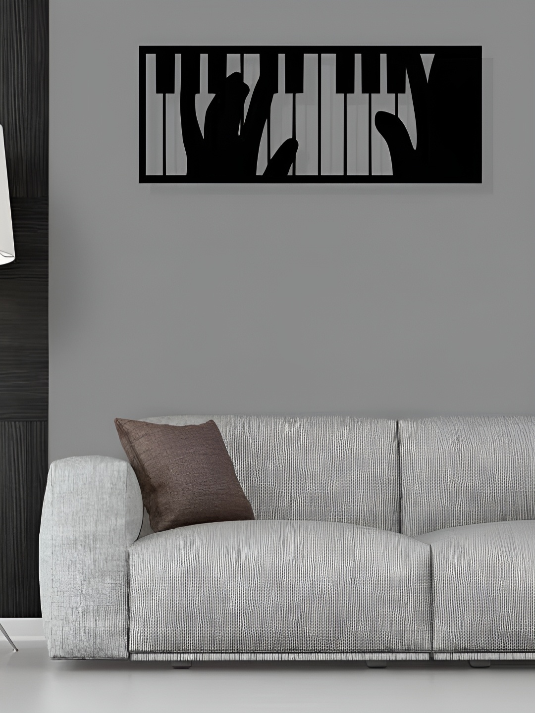 

ARTROOMS Black & White Piano Textured Wooden Wall Hanging