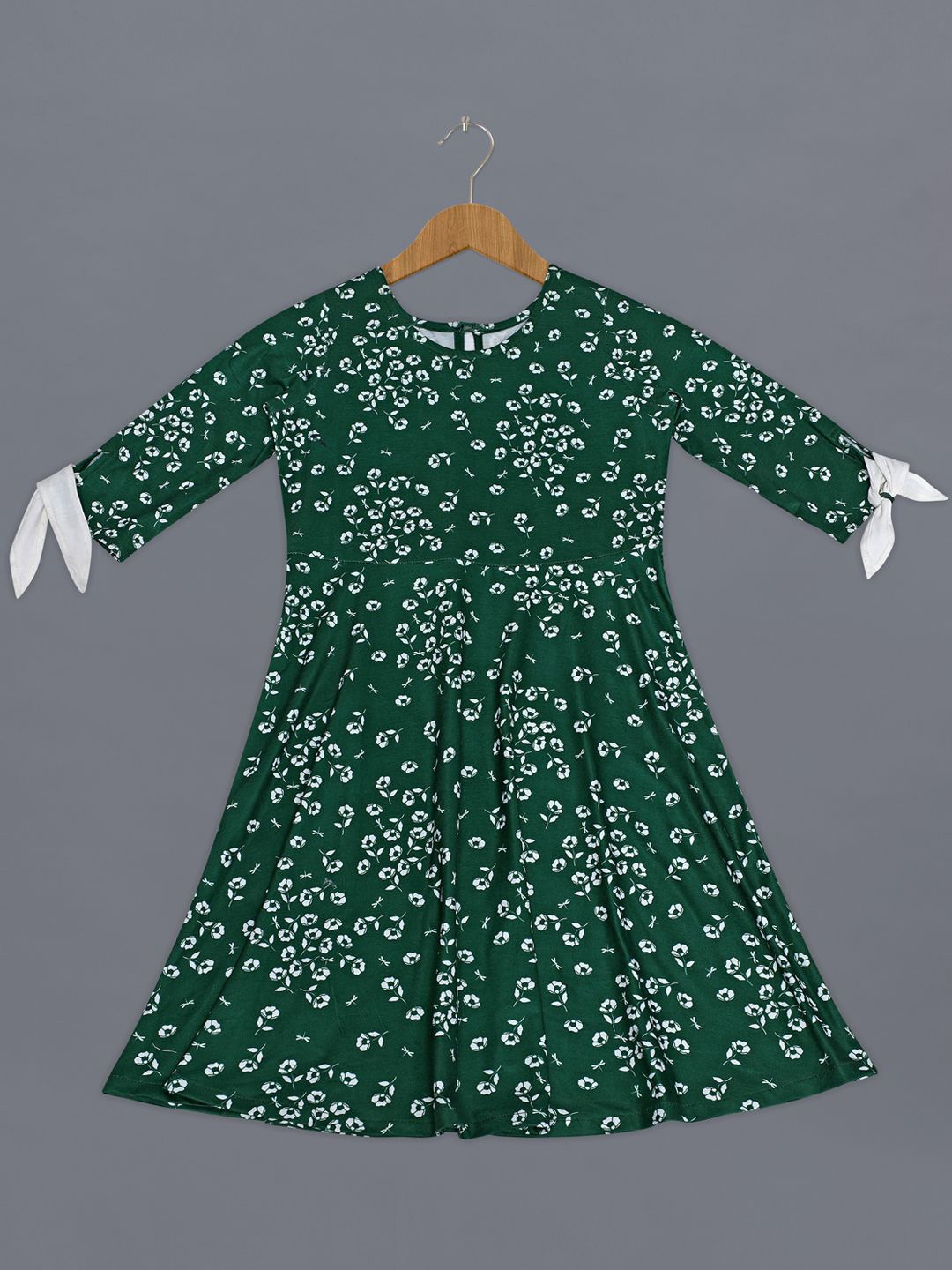 

BAESD Girls Floral Print A-Line Dress, Green