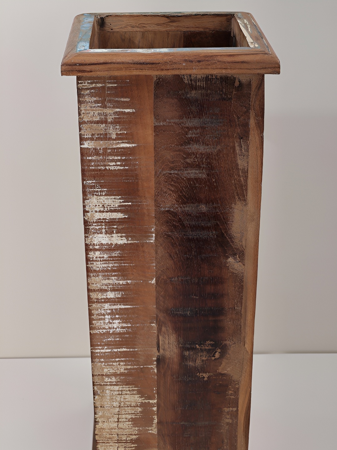 

Exotic India Brown & Gold-Toned Large Wooden Planters Figurine Showpiece