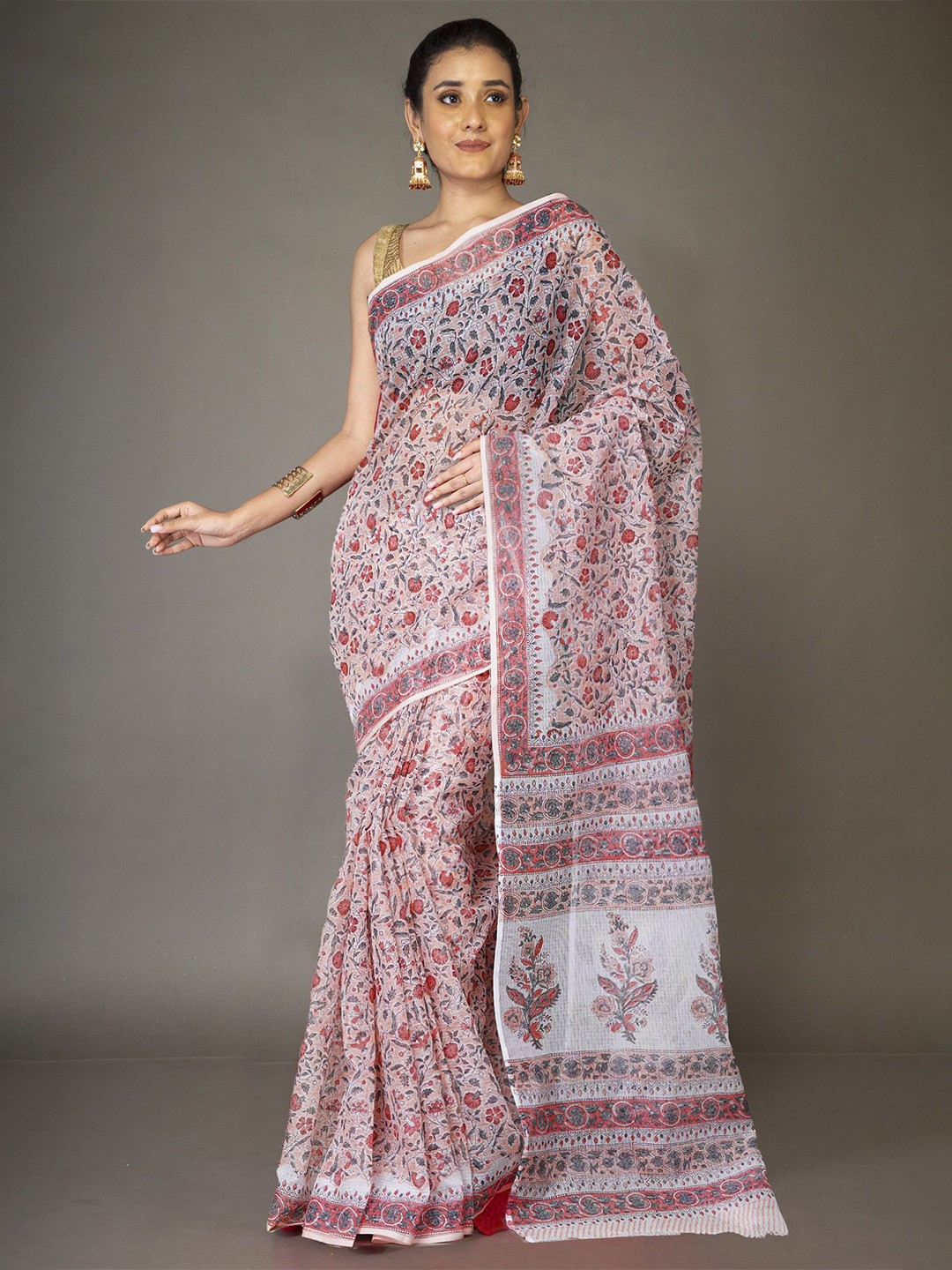 

Unnati Silks Floral Handloom Kota Saree, Pink
