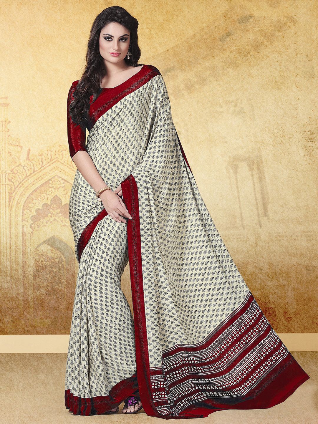 

Sangria Cream Printed Saree