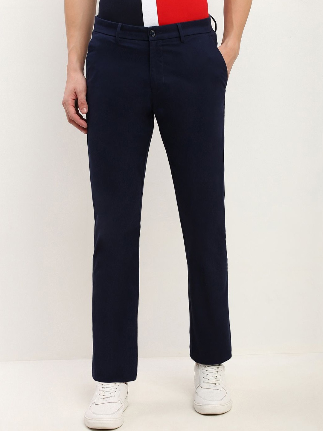 

Allen Solly Men Mid-Rise Regular Fit Trousers, Navy blue