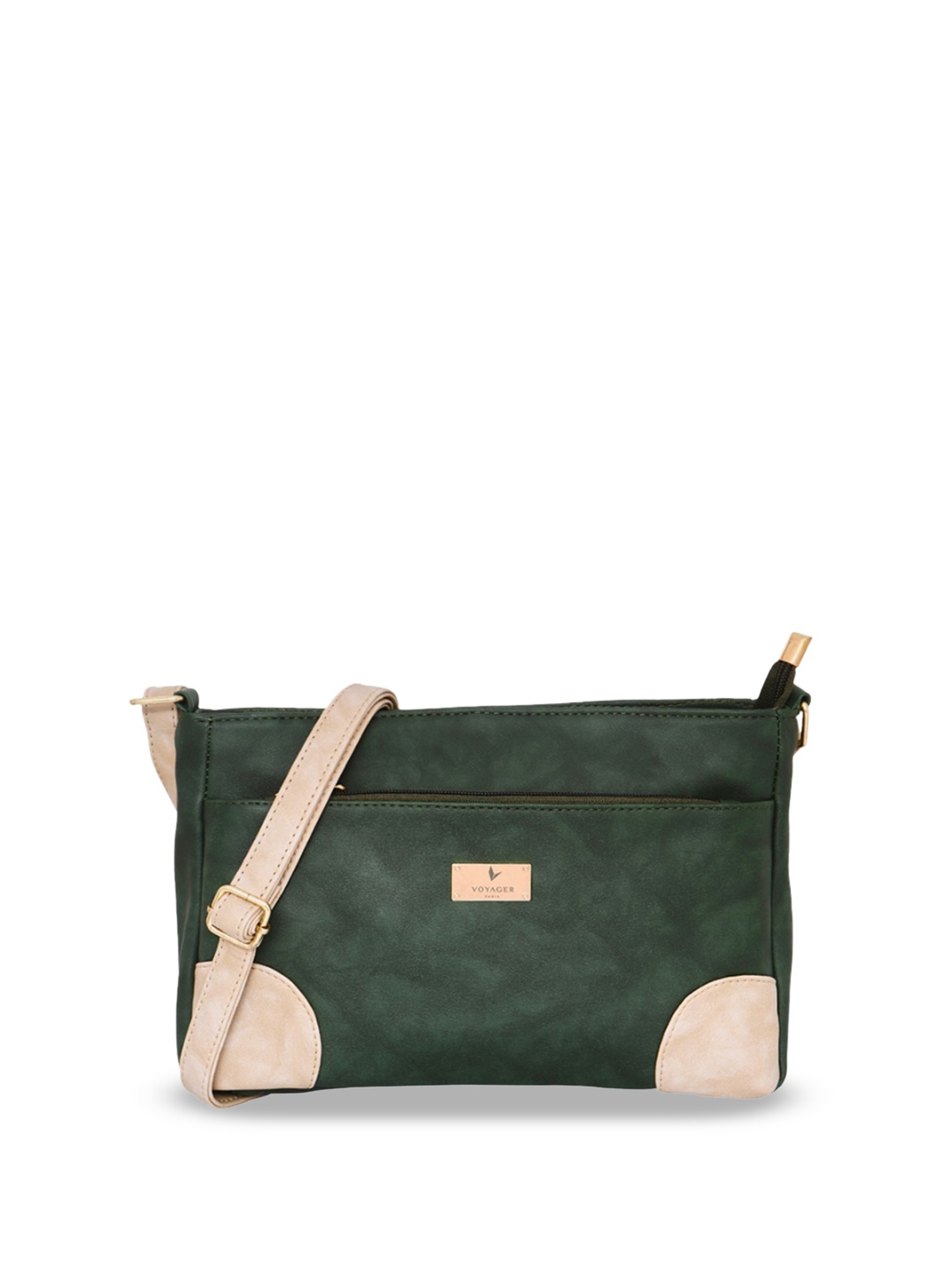 

VOYAGER PARIS Michel Colourblocked Structured Sling Bag, Green