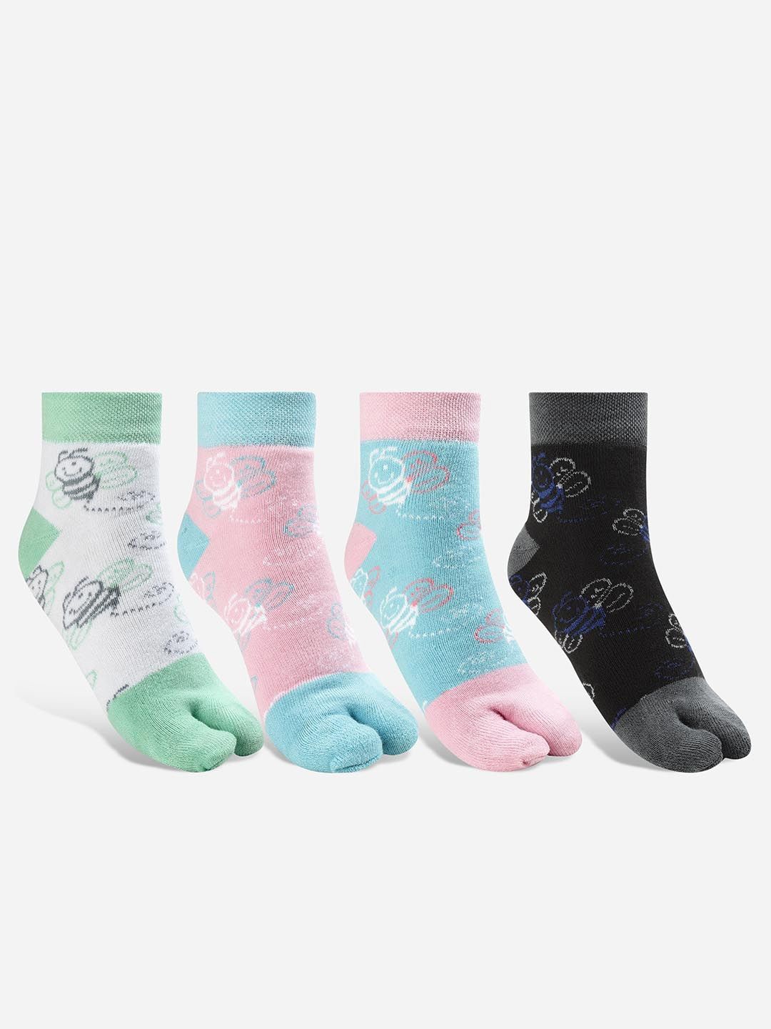 

Texlon Pack Of 4 Patterned Ankle-Length Socks, Green