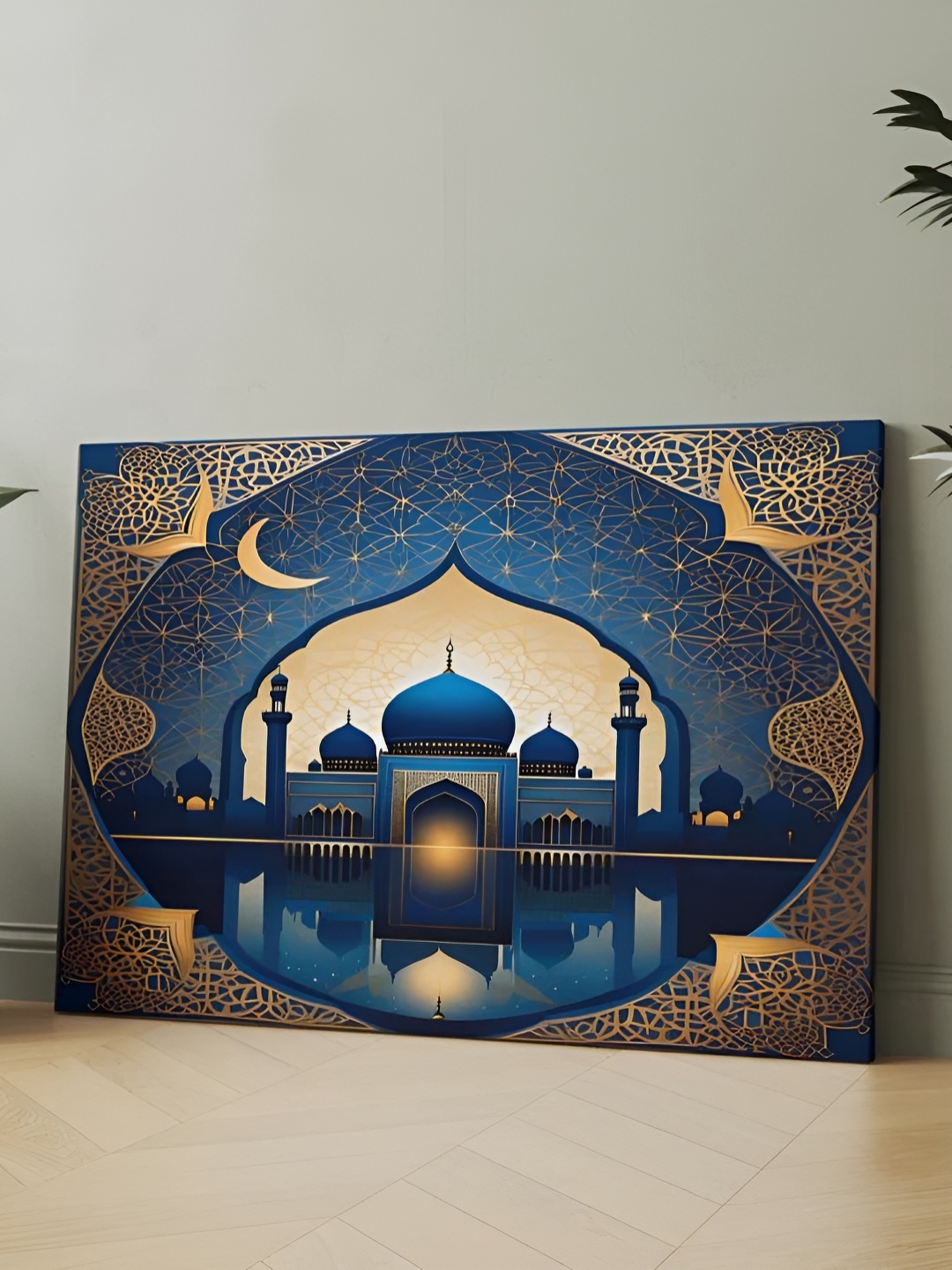 

CLAWCRAFTS Blue & Gold-Toned Wooden Wall Paintings