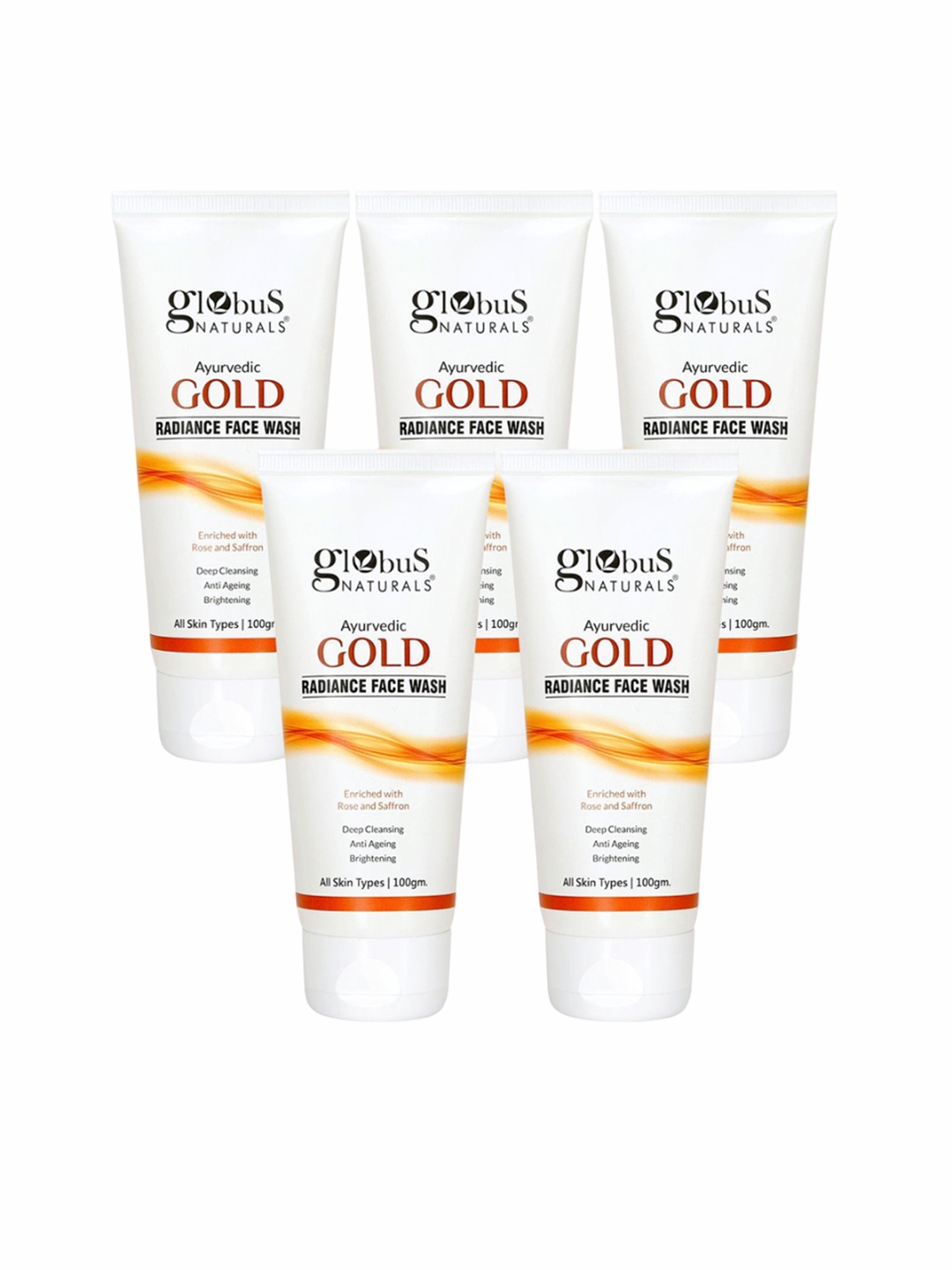 

Globus naturals Gold Set Of 5 Radiance Face Wash - 100g Each, Na