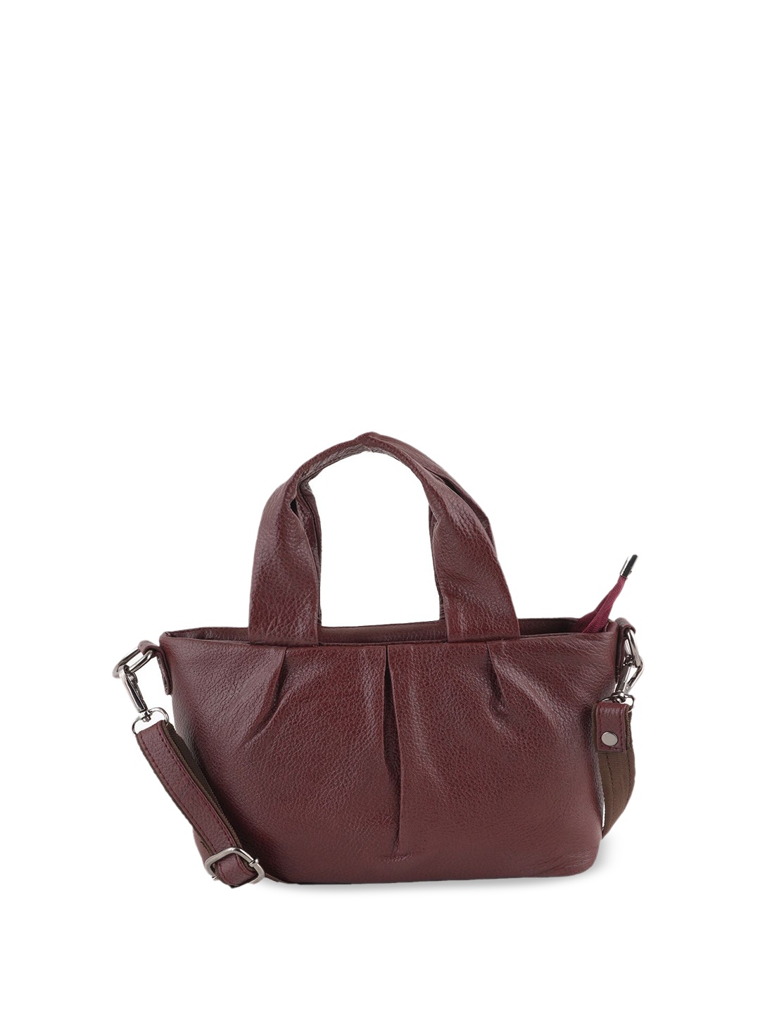 

Style Shoes Leather Oversized Structured Handheld Bag, Burgundy