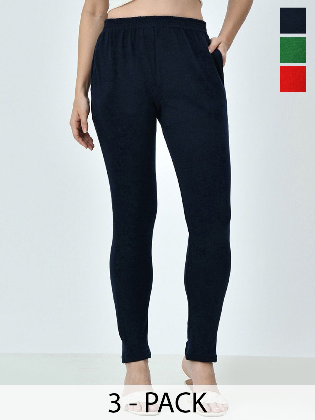 

BAESD Pack Of 3 Woolen Ankle-Length Leggings, Multi