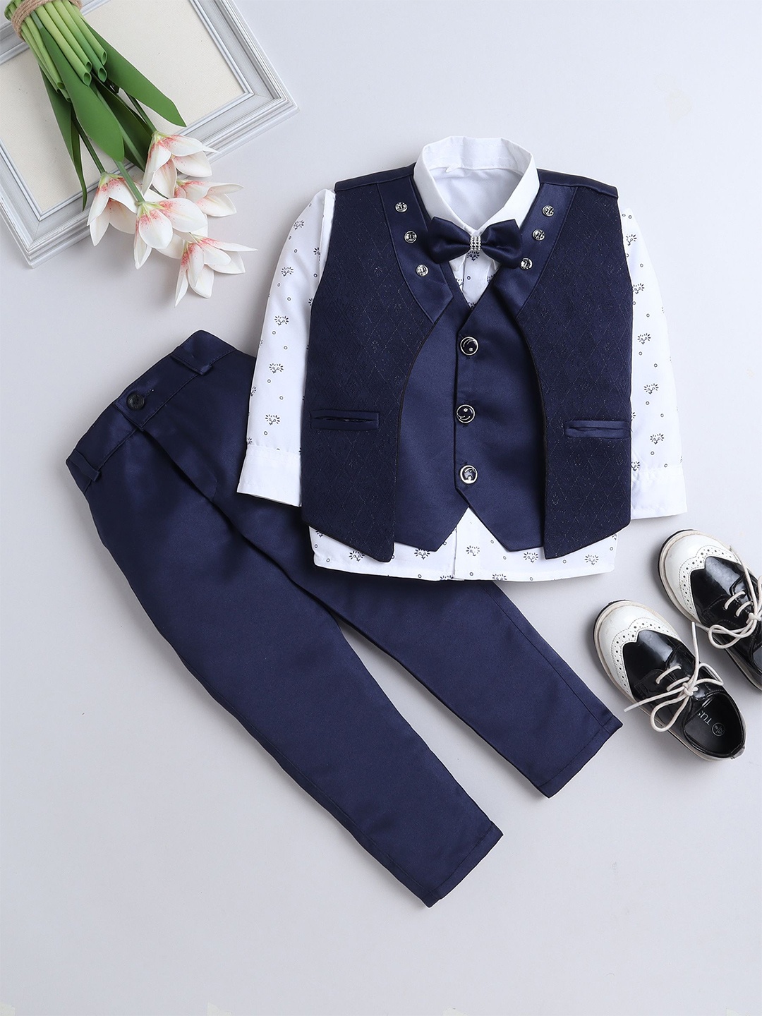 

BAESD Boys 3 Pieces Single-Breasted Suits, Navy blue