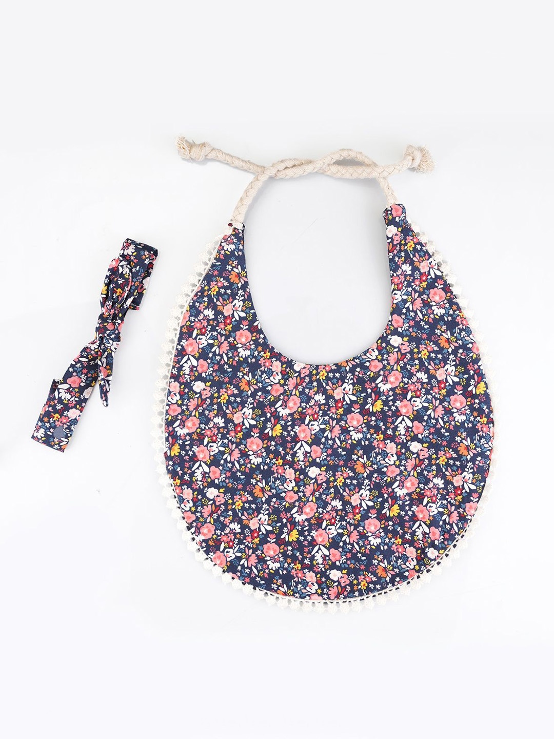 

Choko Girls Floral Printed Waterproof Bib & Headband Set, Blue