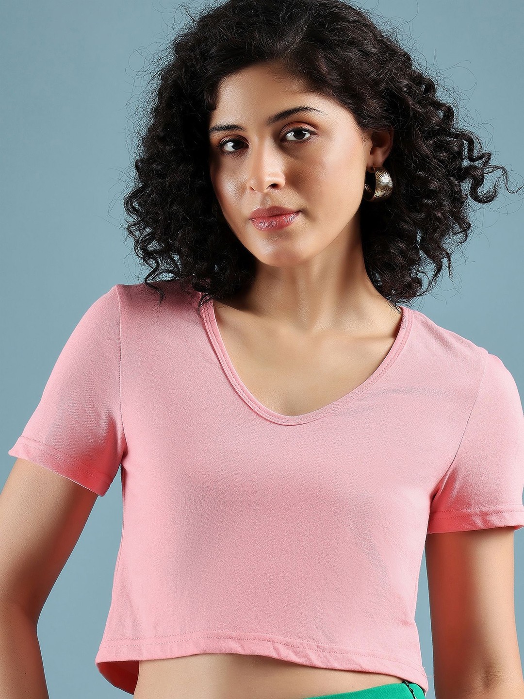 

DressBerry Women Solid V-Neck Cotton T-Shirt, Pink