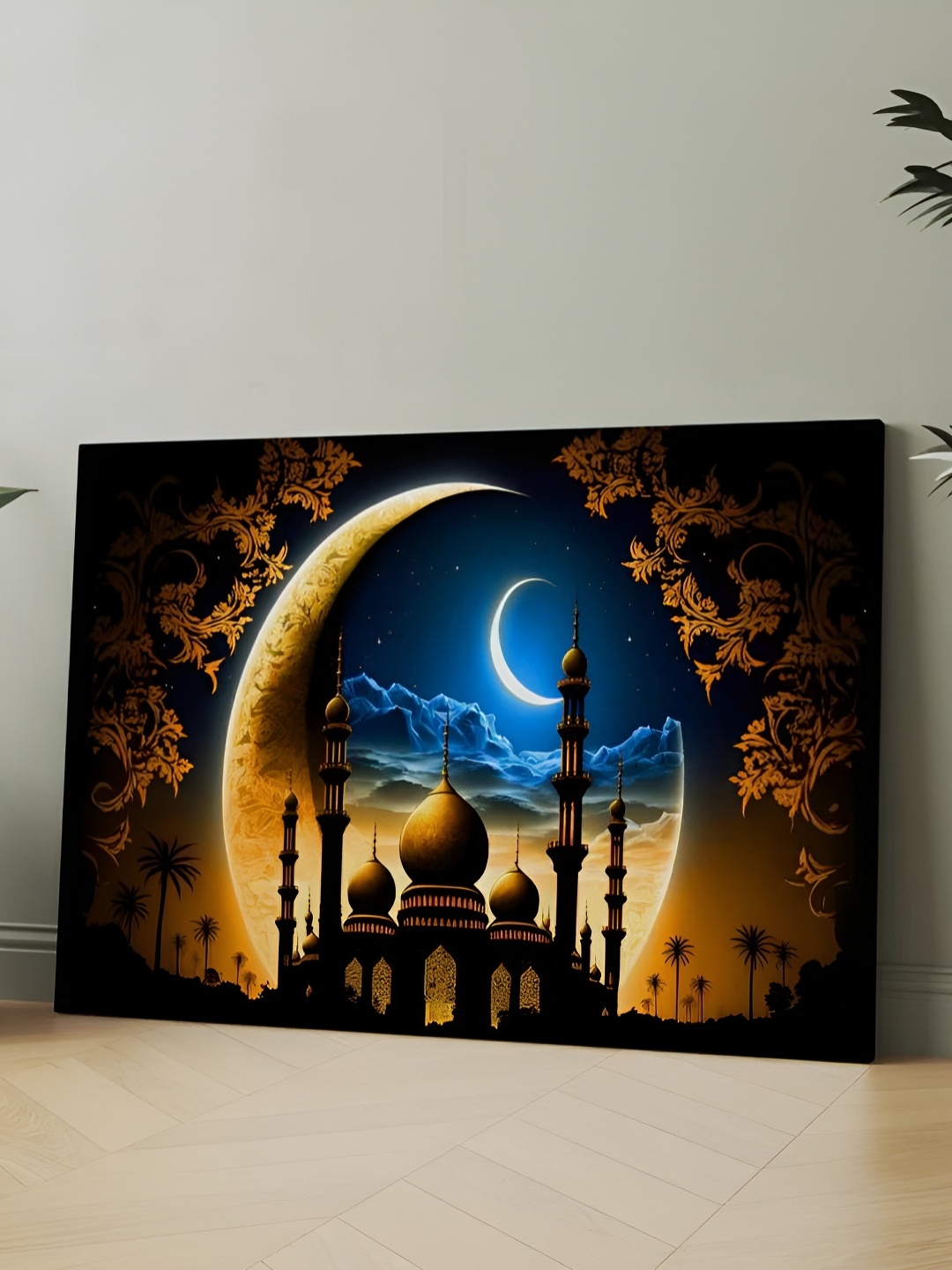 

CLAWCRAFTS Gold-Toned & Navy Blue Wooden Wall Art