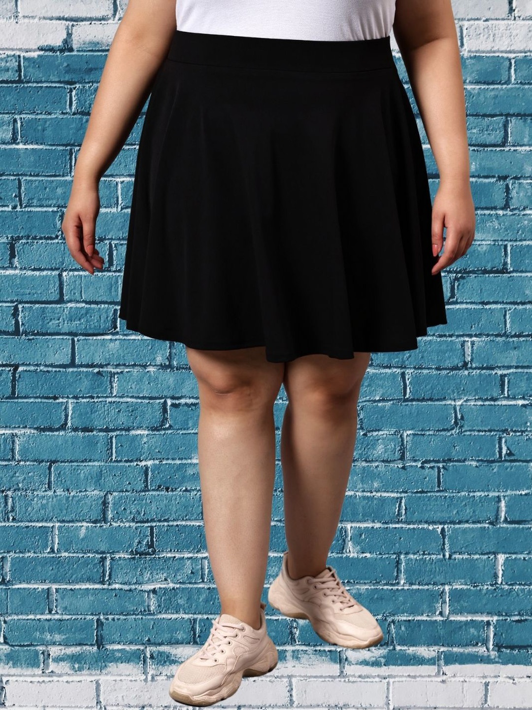 

BAESD Women Plus Size Flared Above Knee Skirt, Black