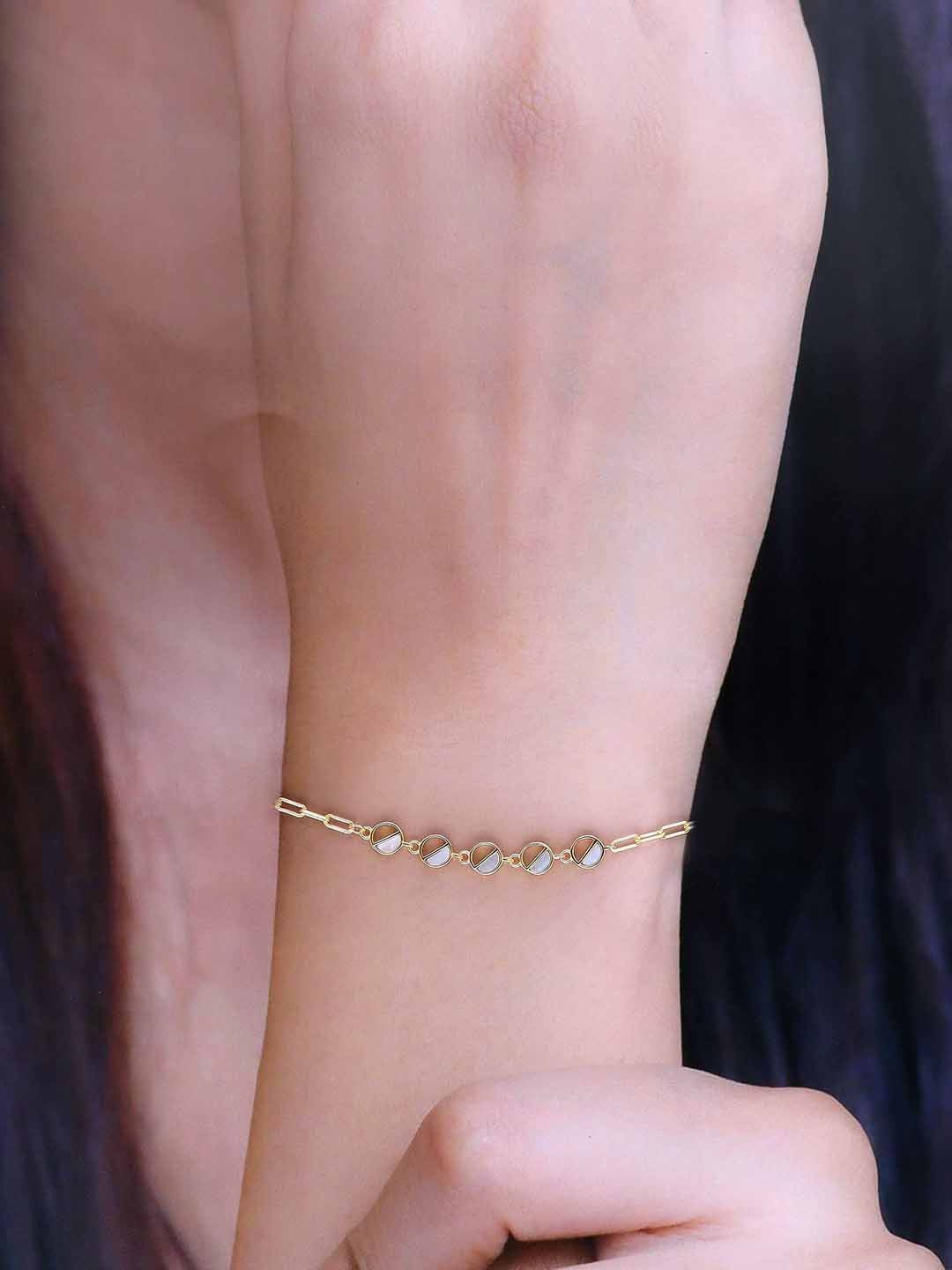 

KAI JEWEL 92.5 Sterling Silver Gold-Plated Cubic Zirconia Studded Wraparound Bracelet