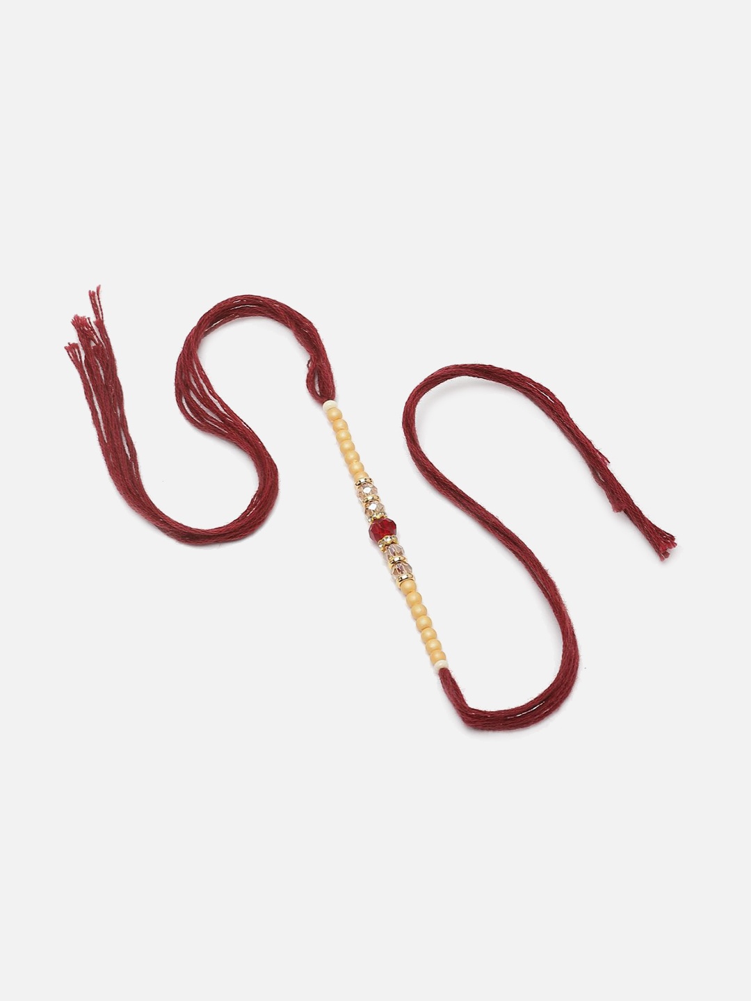 

Anouk Stone Studded & Beaded Thread Rakhi, Cream