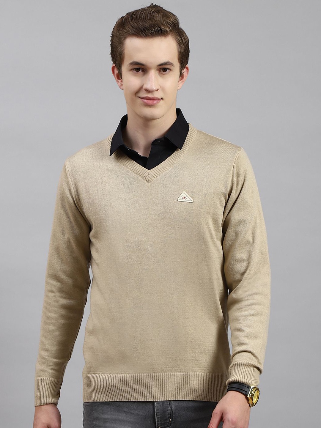 

Monte Carlo Men Woollen Pullover, Camel brown