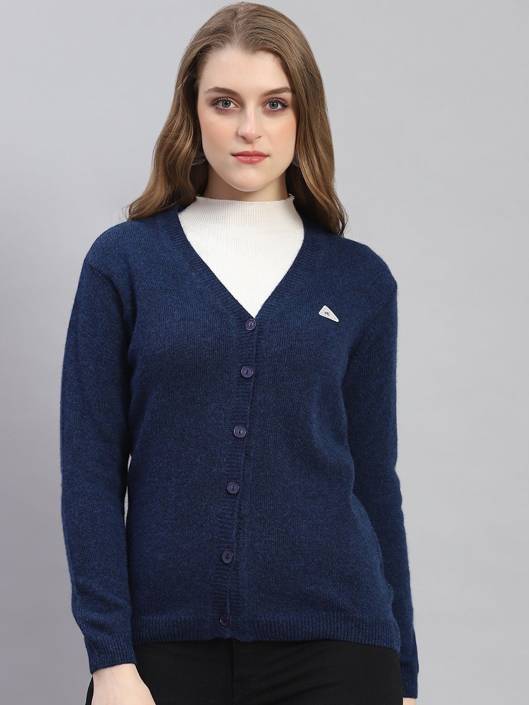 

Monte Carlo Women Woollen Cardigan, Navy blue