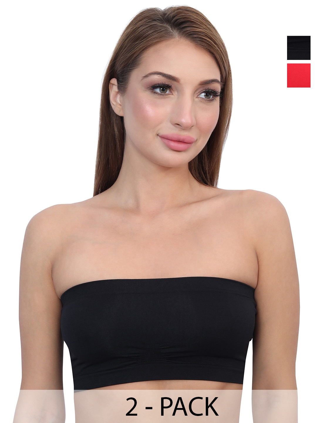 

Glamoras Bandeau Black,Red Bra Full Coverage