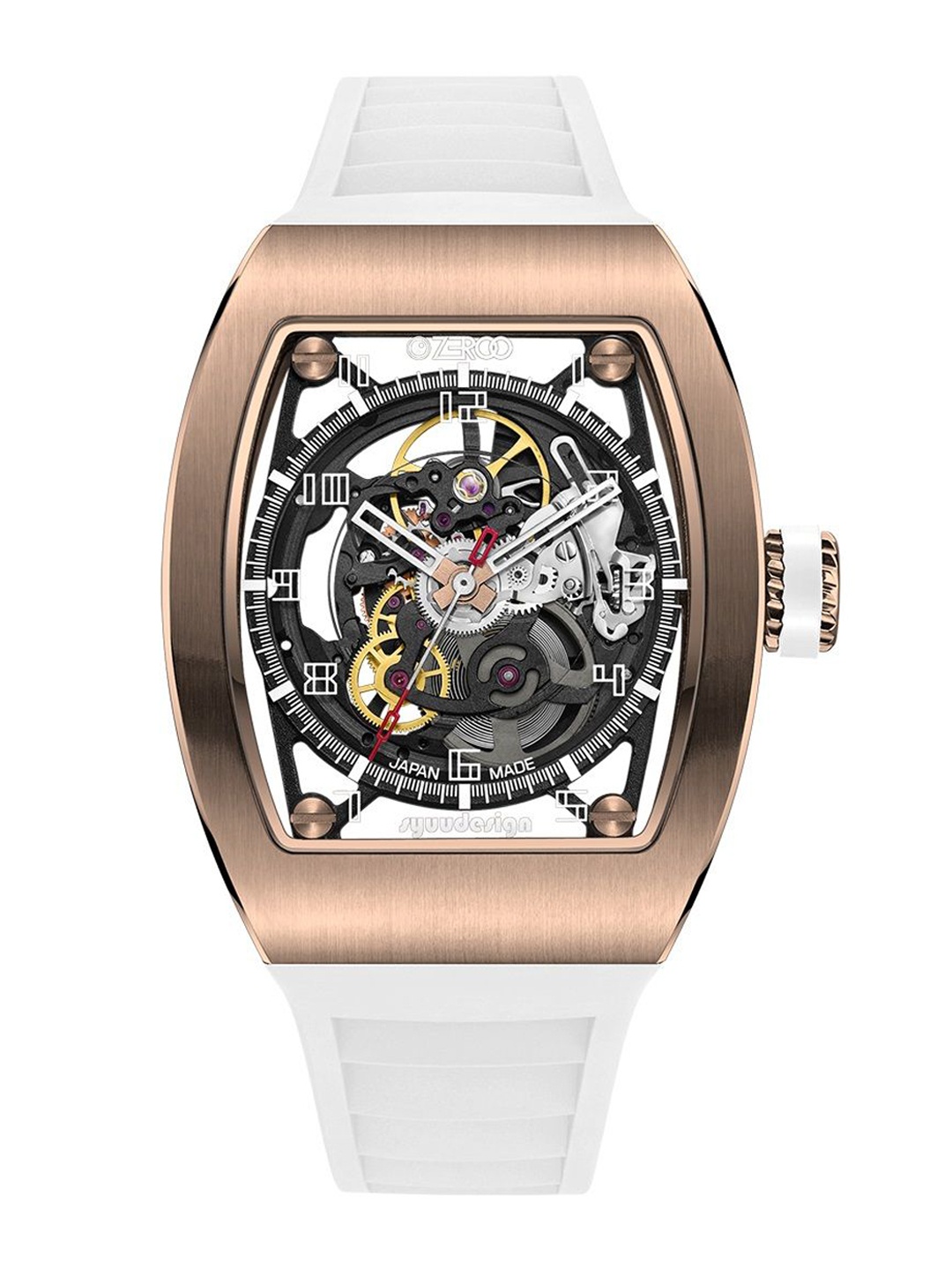 

ZEROO Unisex Skeleton Dial & Leather Straps Analogue Automatic Watch ZM002RWH, Black