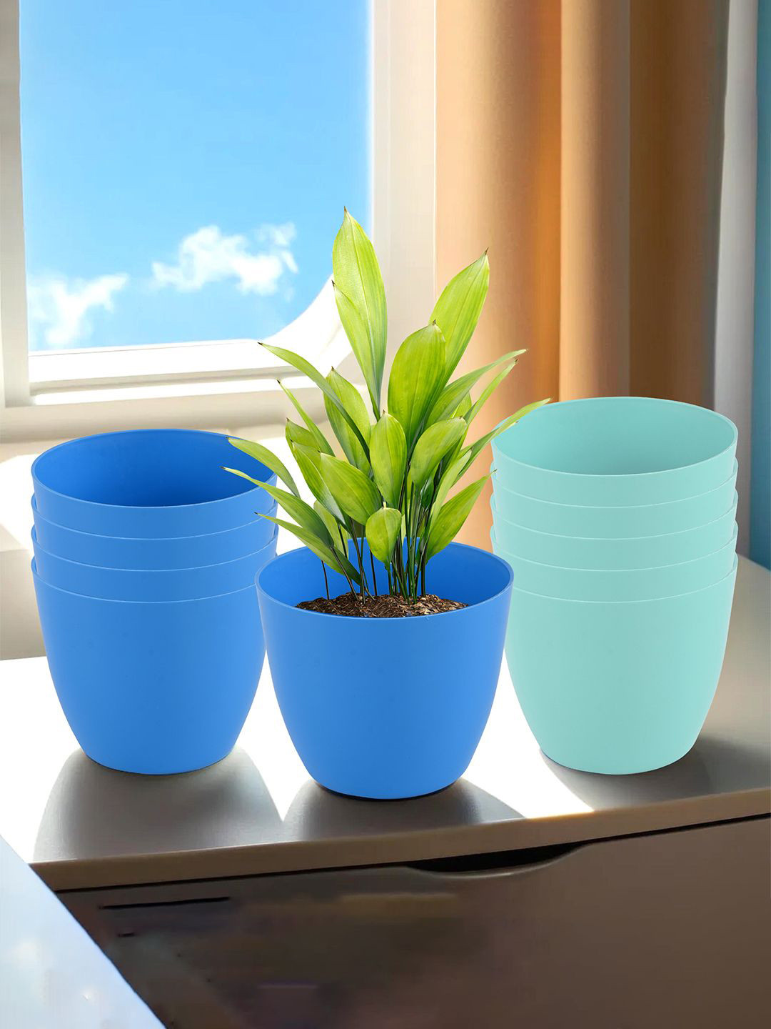 

Kuber Industries Blue & Turquoise Blue 10 Pieces Lightweight Planters