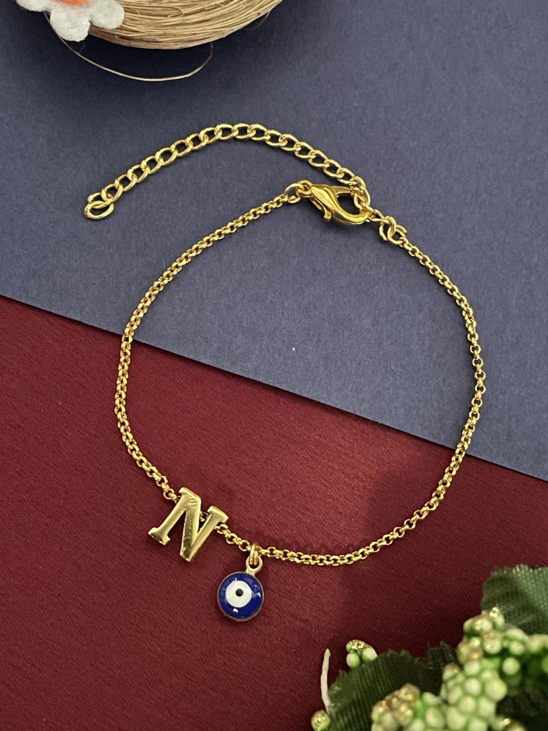 

Digital Dress Room N Initial Evil Eye Wraparound Rakhi, Gold