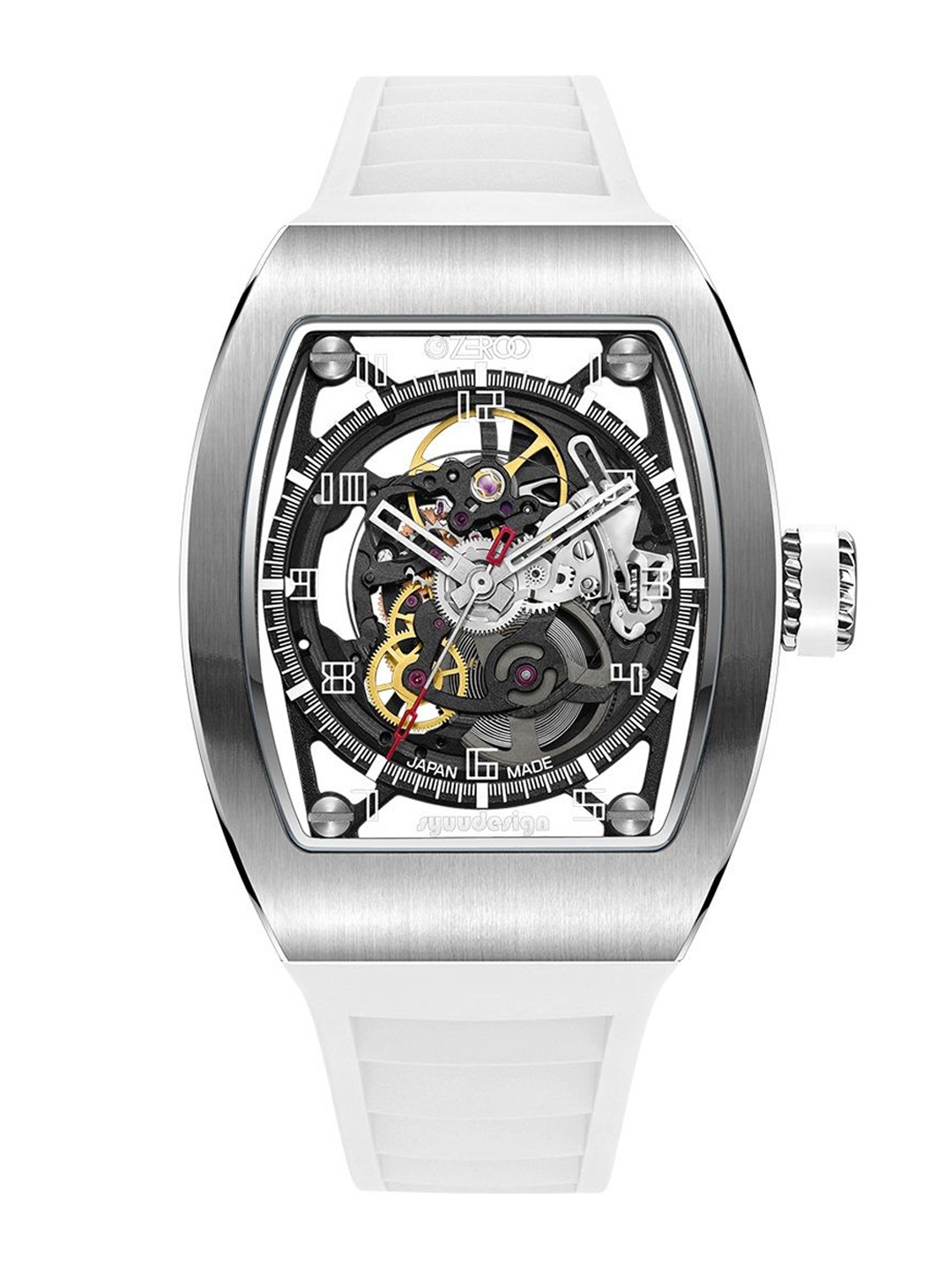 

ZEROO Unisex Skeleton Dial & Leather Straps Analogue Automatic Watch ZM002SWH, White