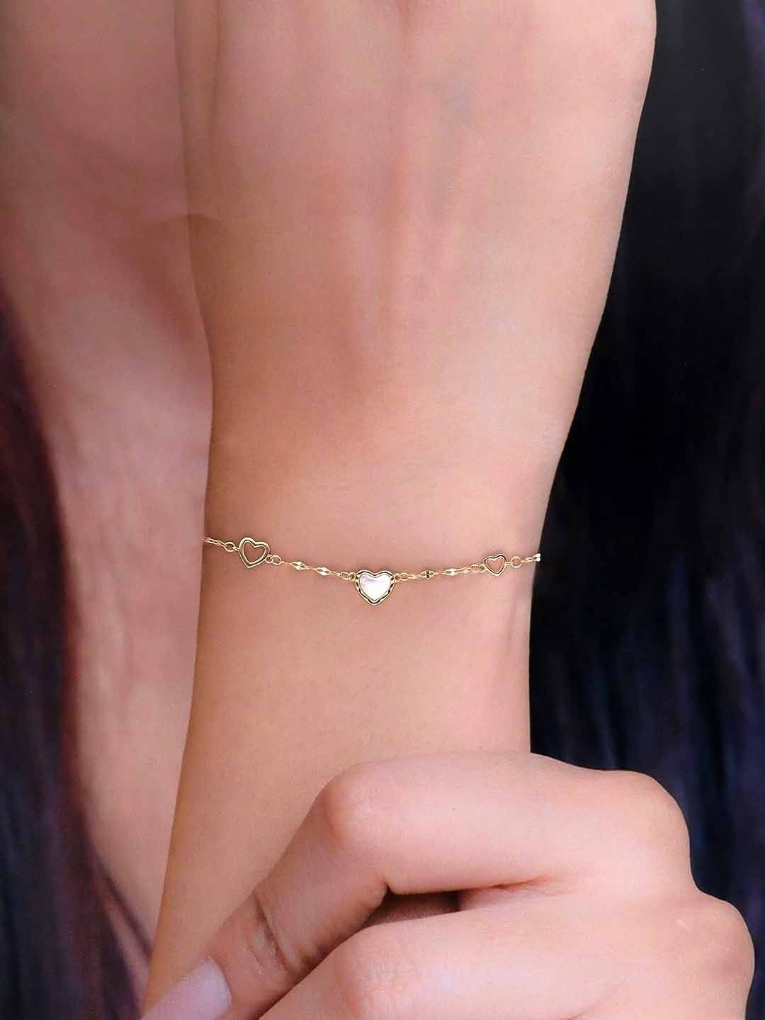 

KAI JEWEL 92.5 Sterling Silver Gold-Plated Mother of Pearl Studded Wraparound Bracelet