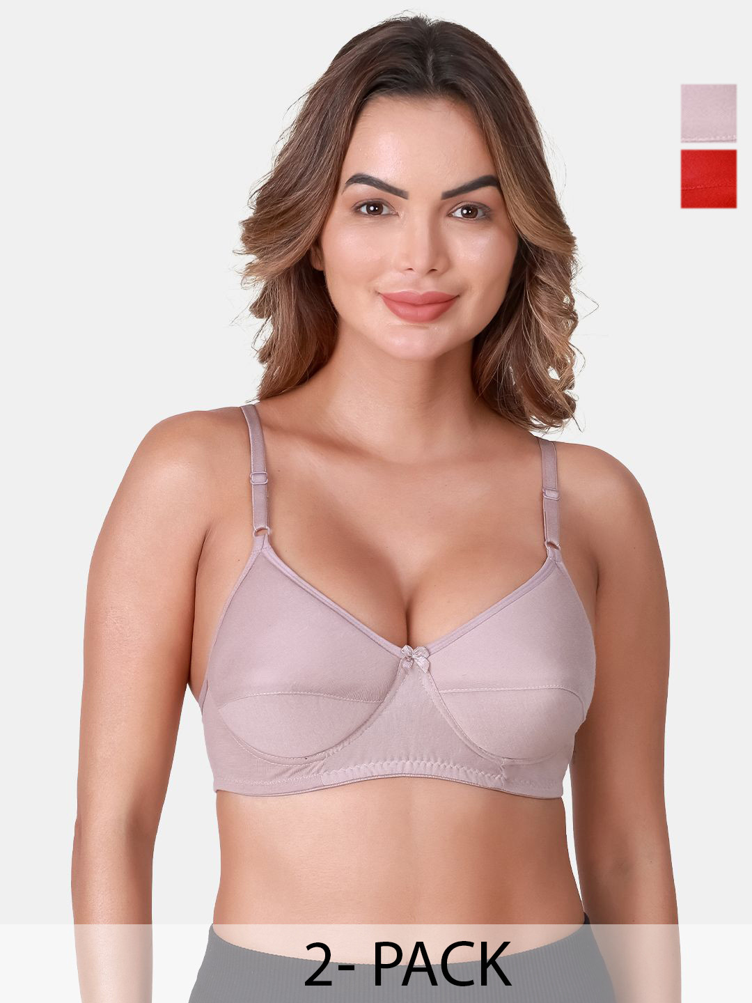 

SKDREAMS Pack of 2 Medium Coverage Heavily Padded Everyday Bra, Grey