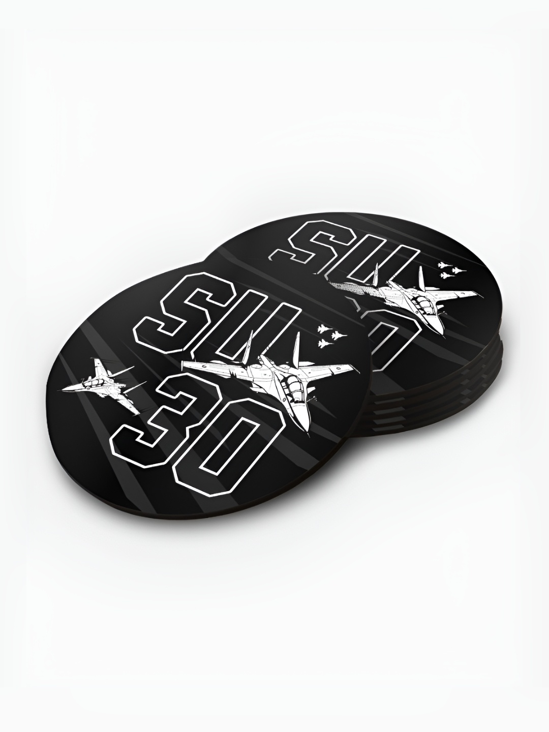 

macmerise Black & White 6 Pieces Printed Wooden Coasters