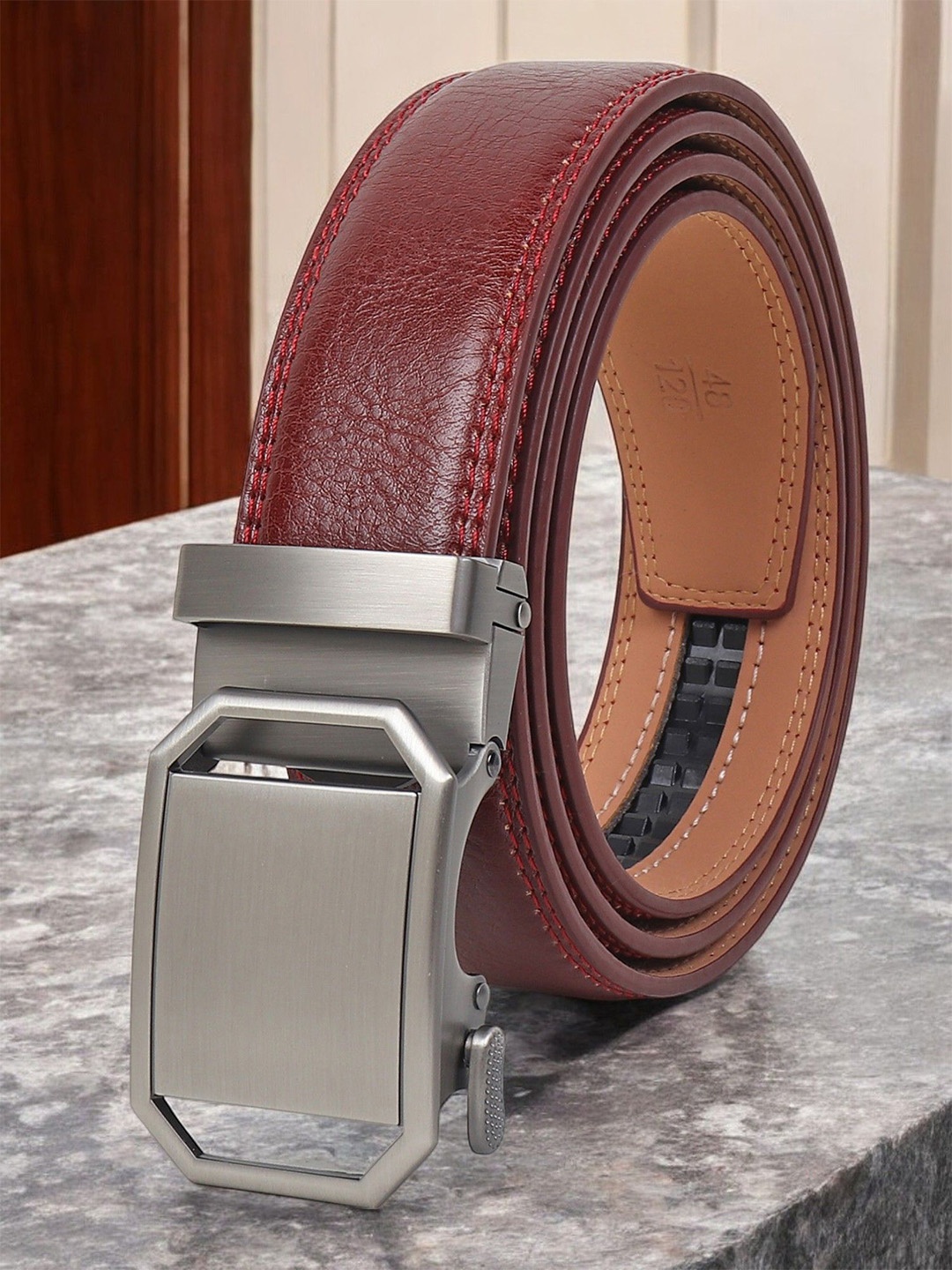 

ZORO Men Leather Formal Belt, Red