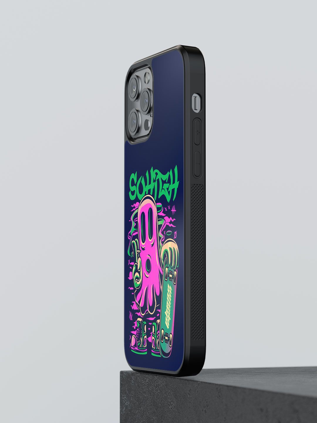 

macmerise Cartoon Characters Printed iPhone 13 Pro Back Case Mobile Accessories, Navy blue