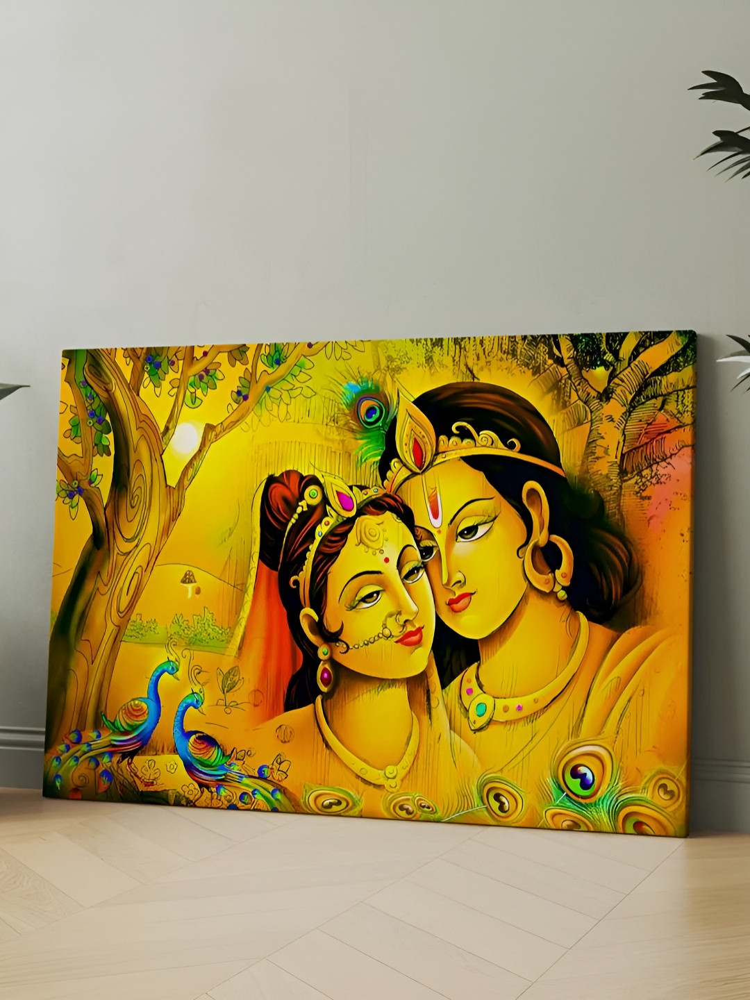 

CLAWCRAFTS Yellow & Green Religious Wooden Wall Art