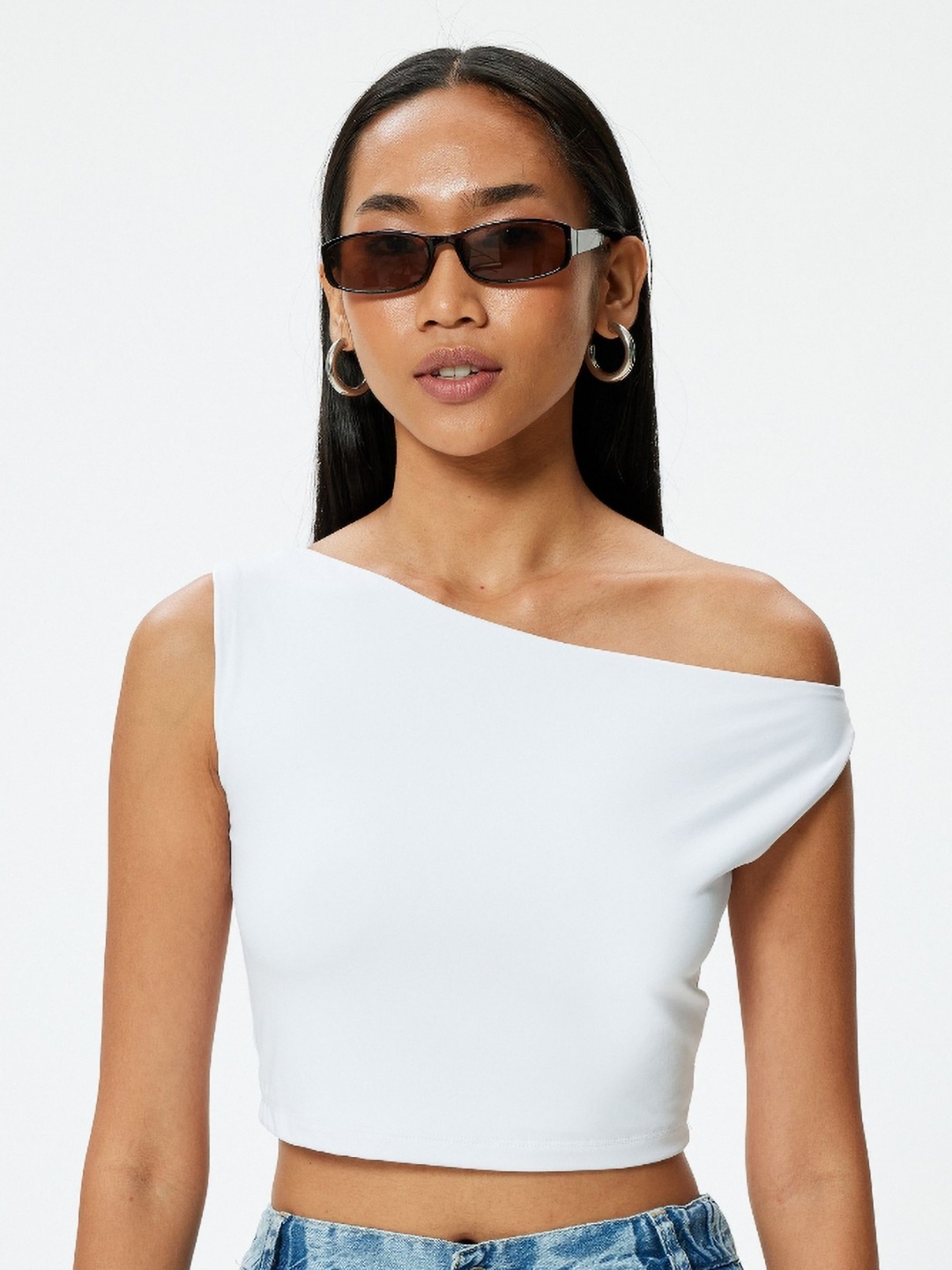 

Koton Women Extended Sleeves Pockets Slim Fit T-shirt, Off white