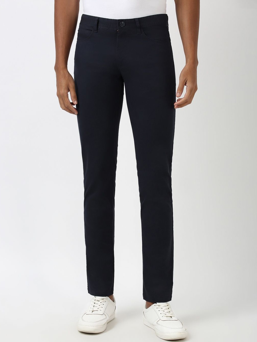 

Peter England Casuals Men Skinny Fit Trousers, Navy blue