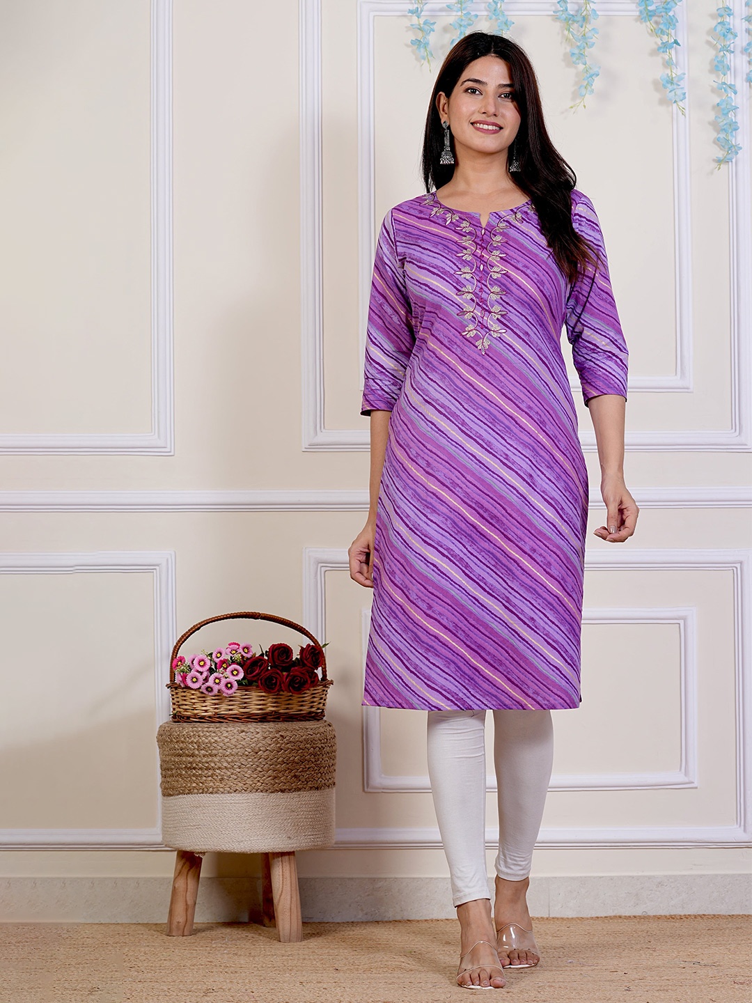 

Moktika Women Printed Organic Cotton Kurta, Purple