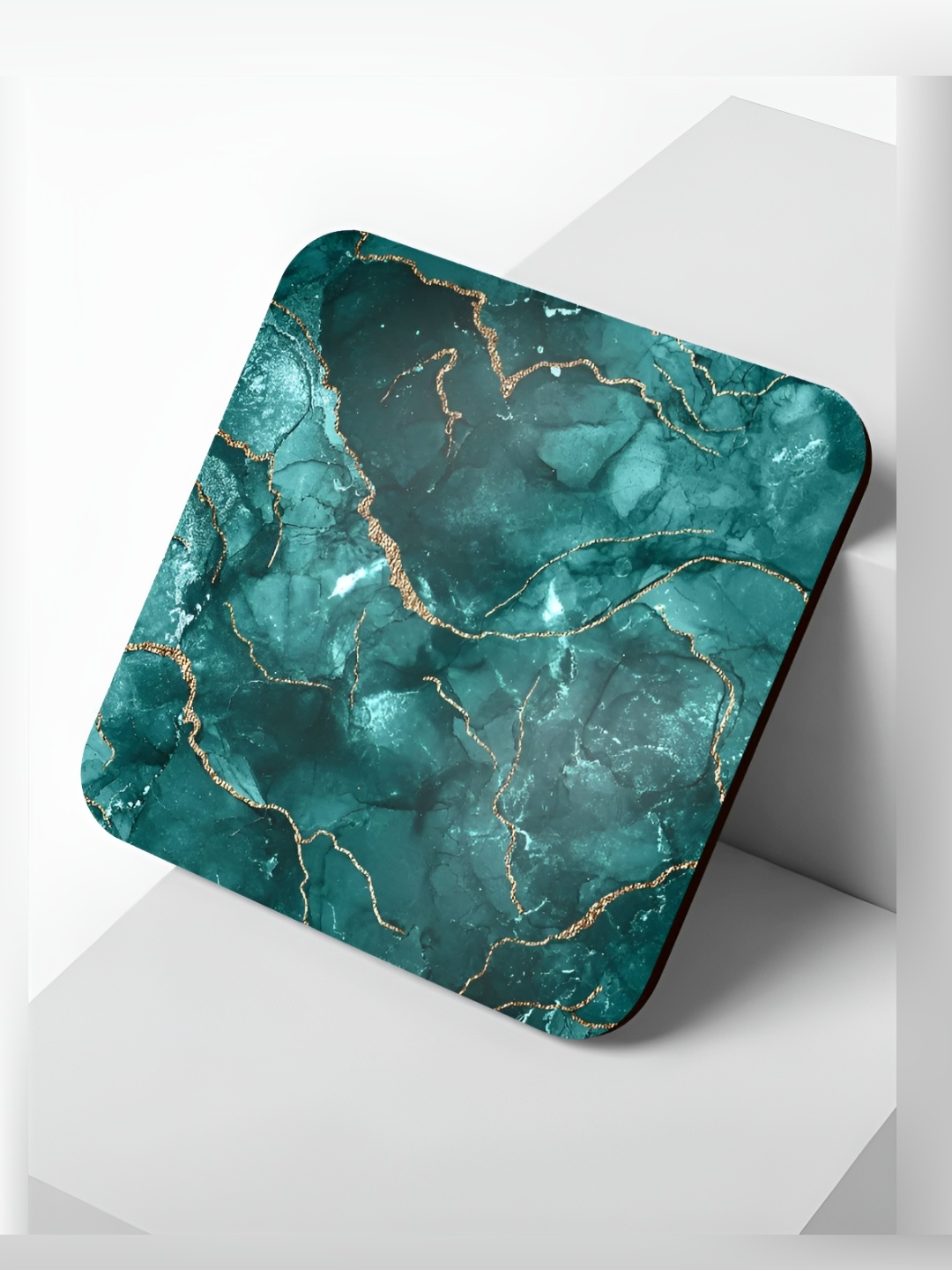 

macmerise Green Printed Square Wooden Coasters