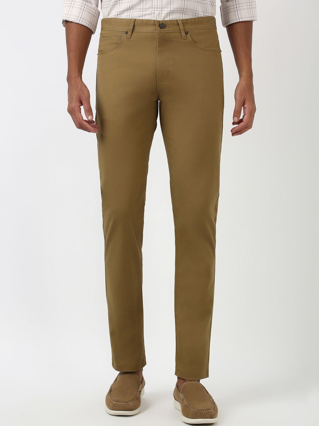 

Peter England Casuals Men Slim Fit Chinos Trousers, Khaki