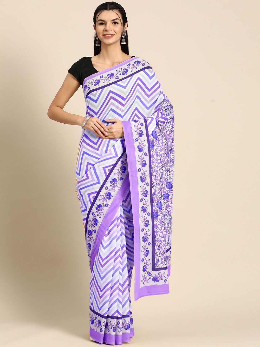 

BUTA BUTI Pure Cotton Saree, Purple