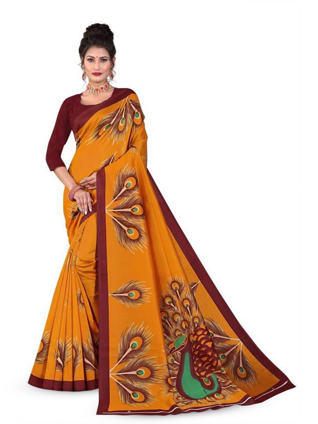 

RUNAYA NX Ethnic Motifs Art Silk Saree, Yellow
