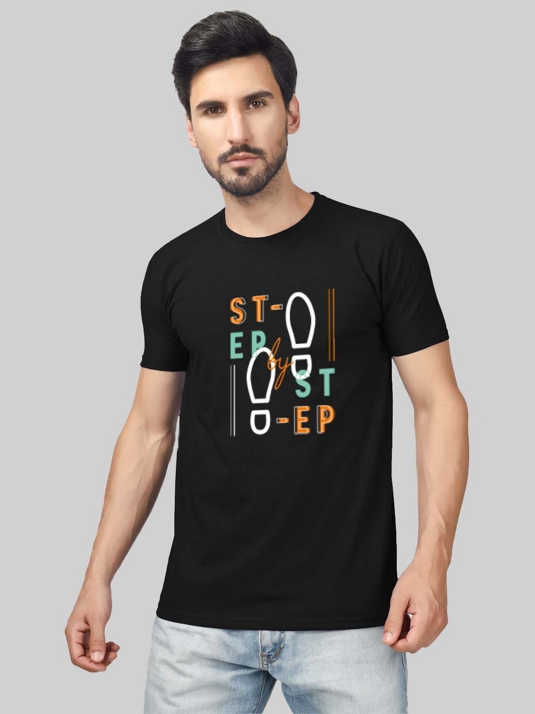 

Greylongg Men Typography Printed Round Neck T-Shirt, Black
