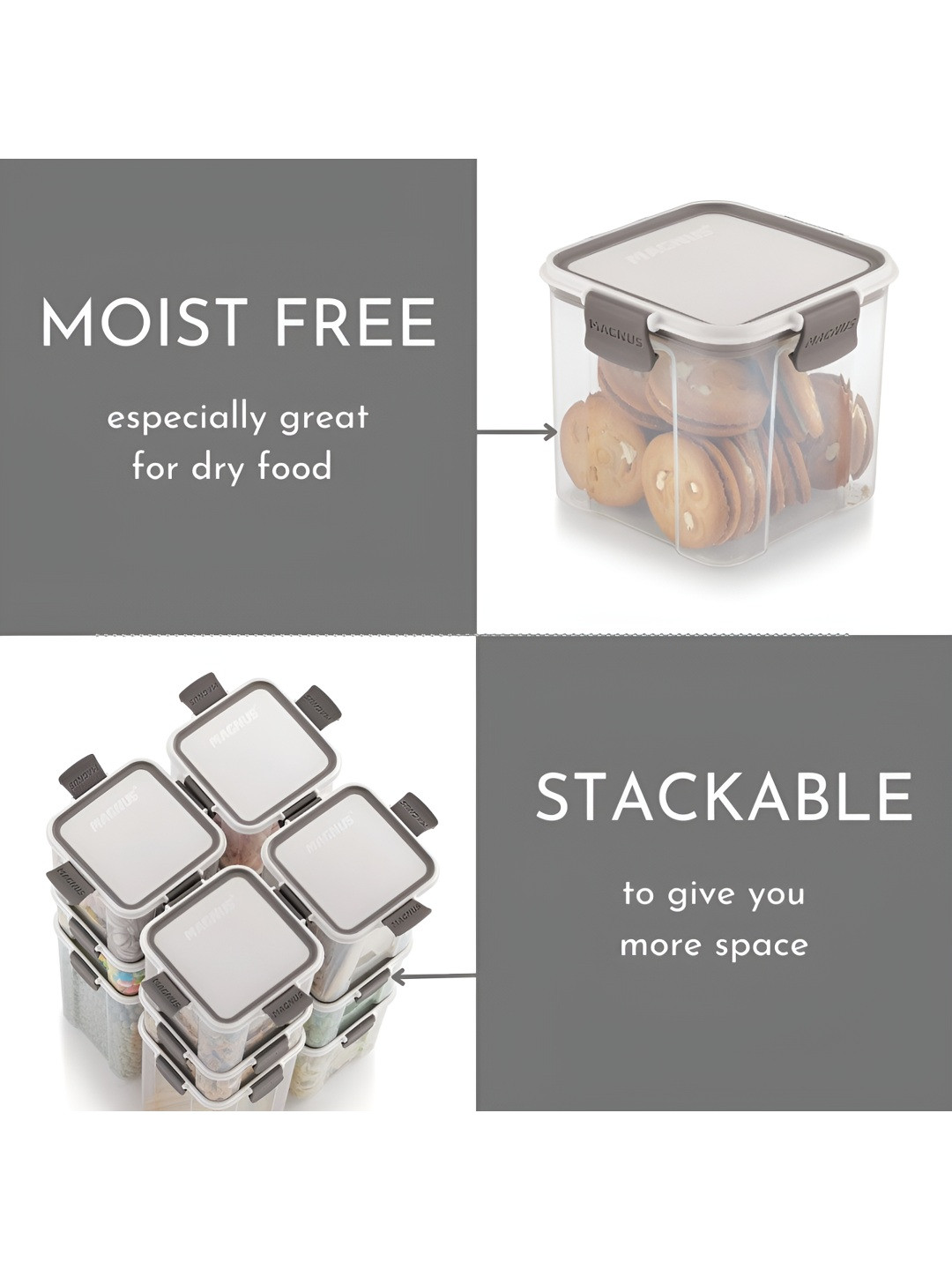 

MAGNUS Transparent & Grey 24 Pieces Containers 700 ml