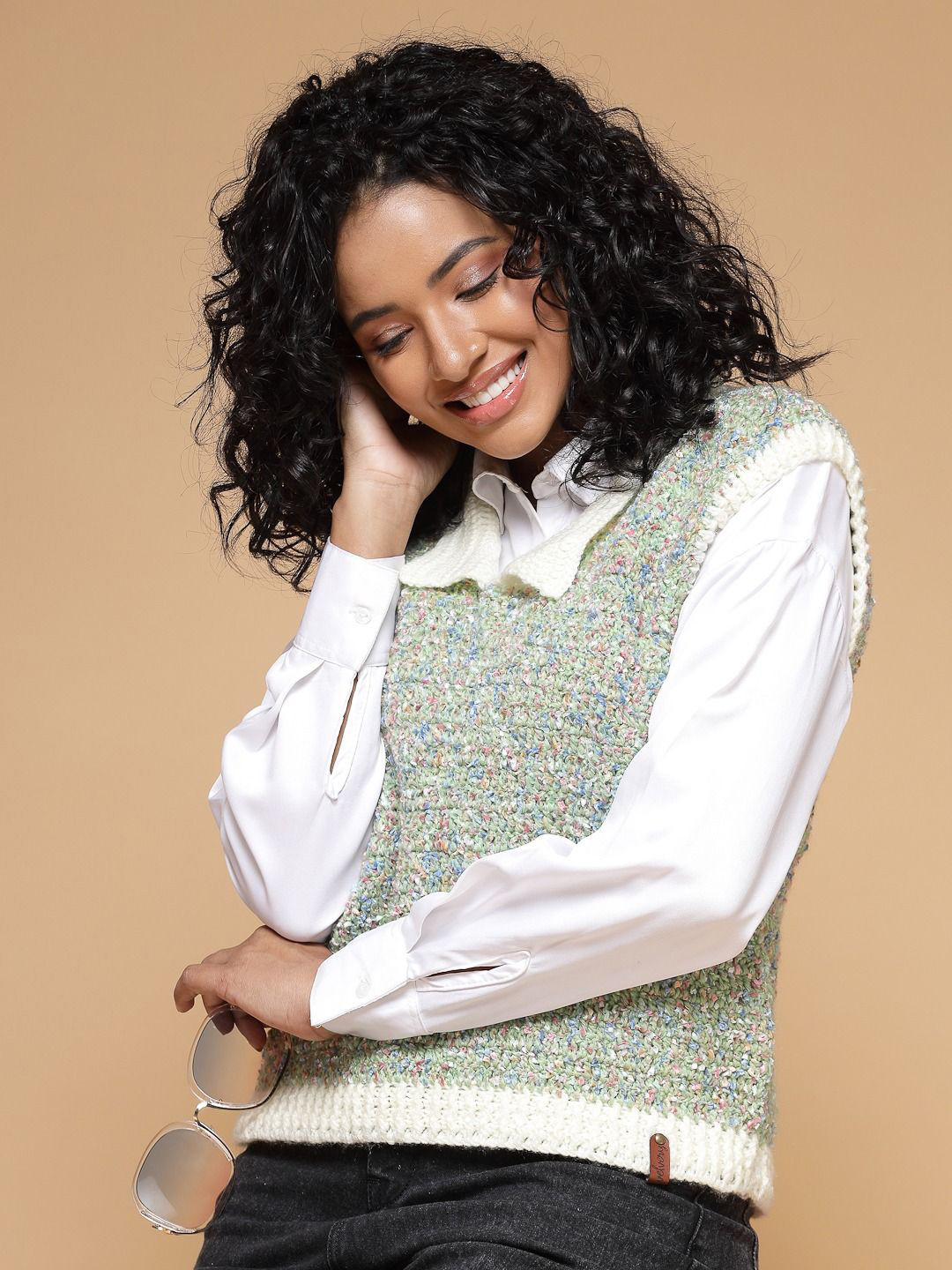 

Velvery Women Quirky Sweater Vest, Green