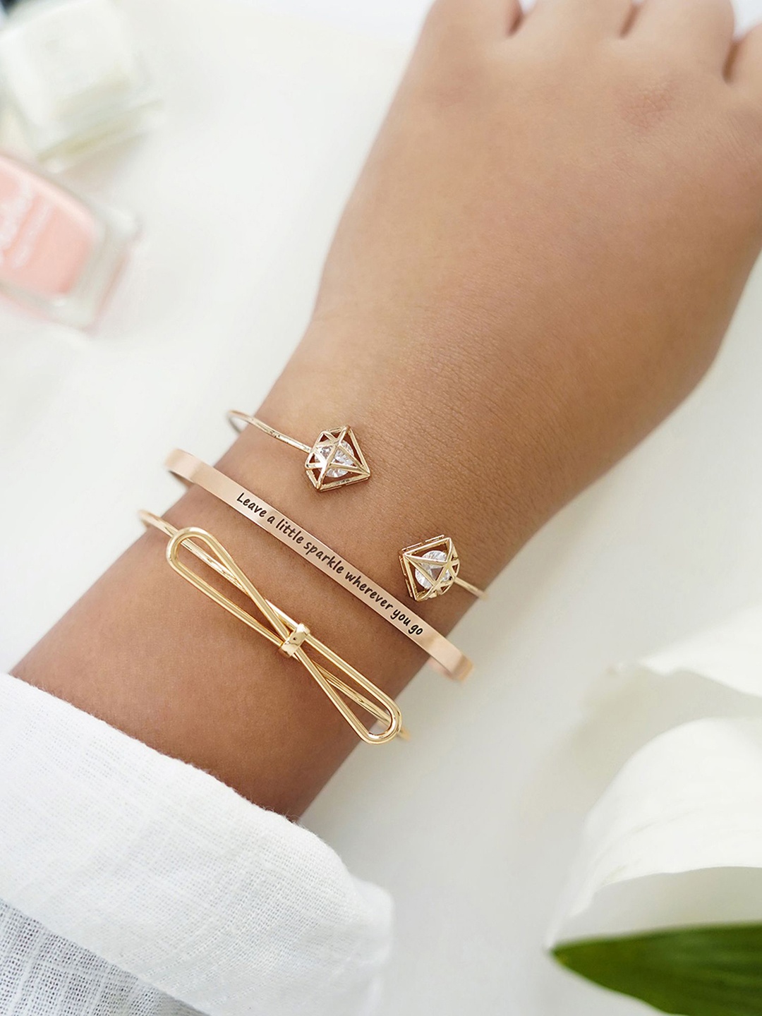 

JOKER & WITCH Seine Set Of 3 Stone-Studded Cuff Bracelets, Rose gold