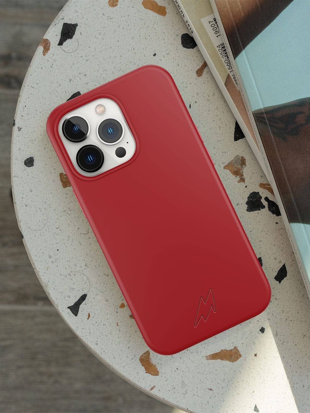 

macmerise Solid Printed iPhone 13 Pro Back Case Mobile Accessories, Red