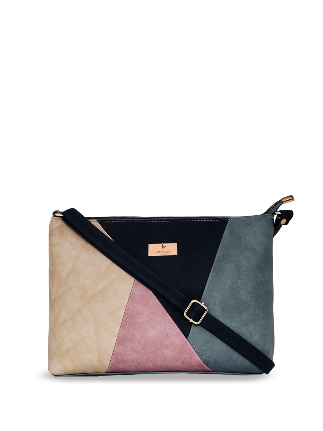 

VOYAGER PARIS Valerie Colourblocked Structured Sling Bag, Grey