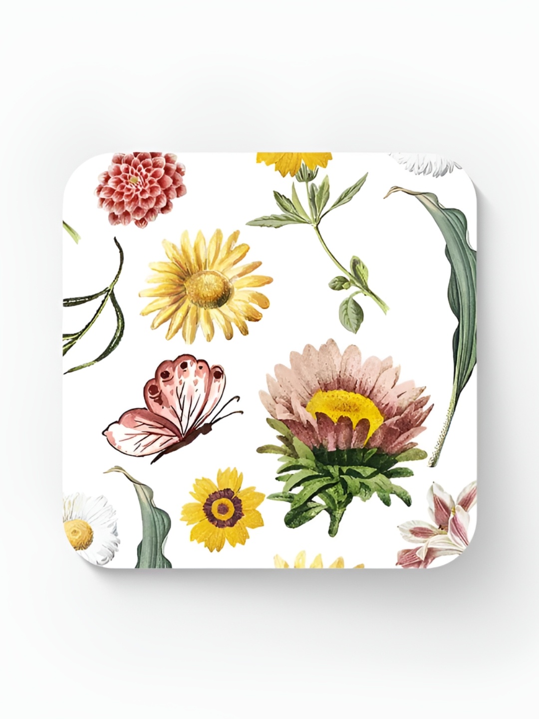 

macmerise White & Pink Square Wooden Coasters
