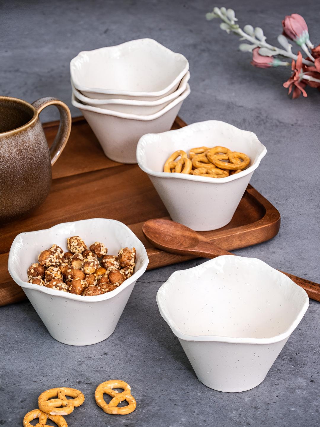 

Stehlen White 6 Pieces Textured Melamine Serving Bowls 180 ml Each